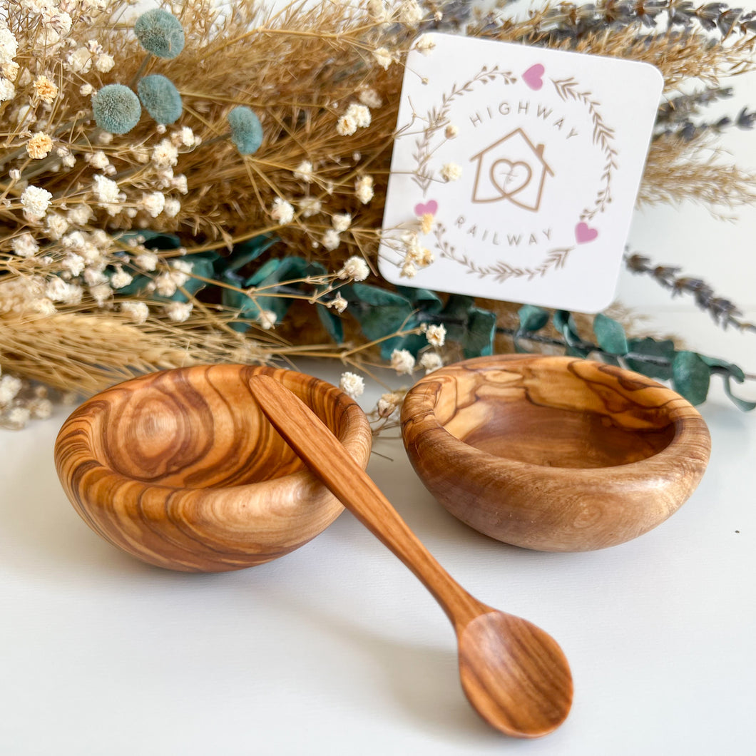 Olive Wood Ingredient Bowls with Spoon